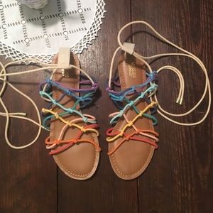 Rainbow 🌈 lace up sandals